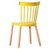Fabulaxe Modern Plastic Dining Chair Windsor Design with Beech Wood Legs, Yellow QI004223.YL